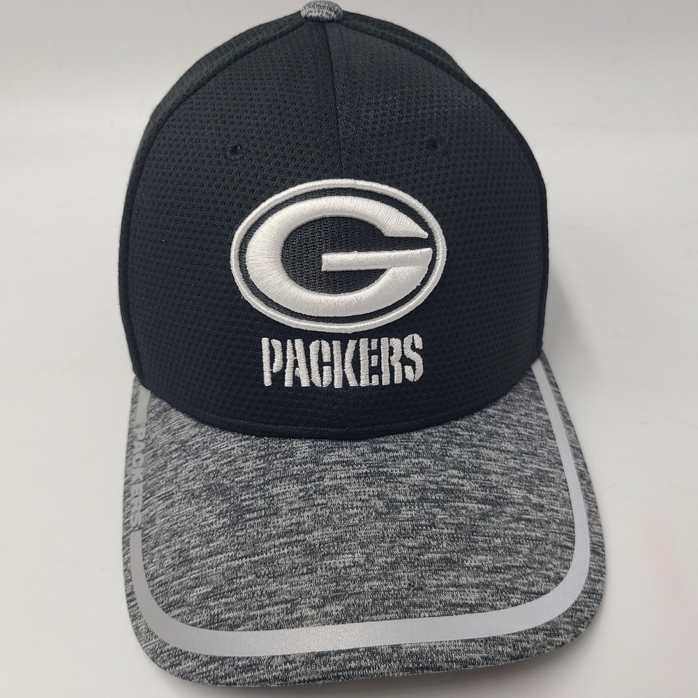 Green Bay Packers Hat Fitted M-L New Era 39Thirty Black Gray NFL Football Men